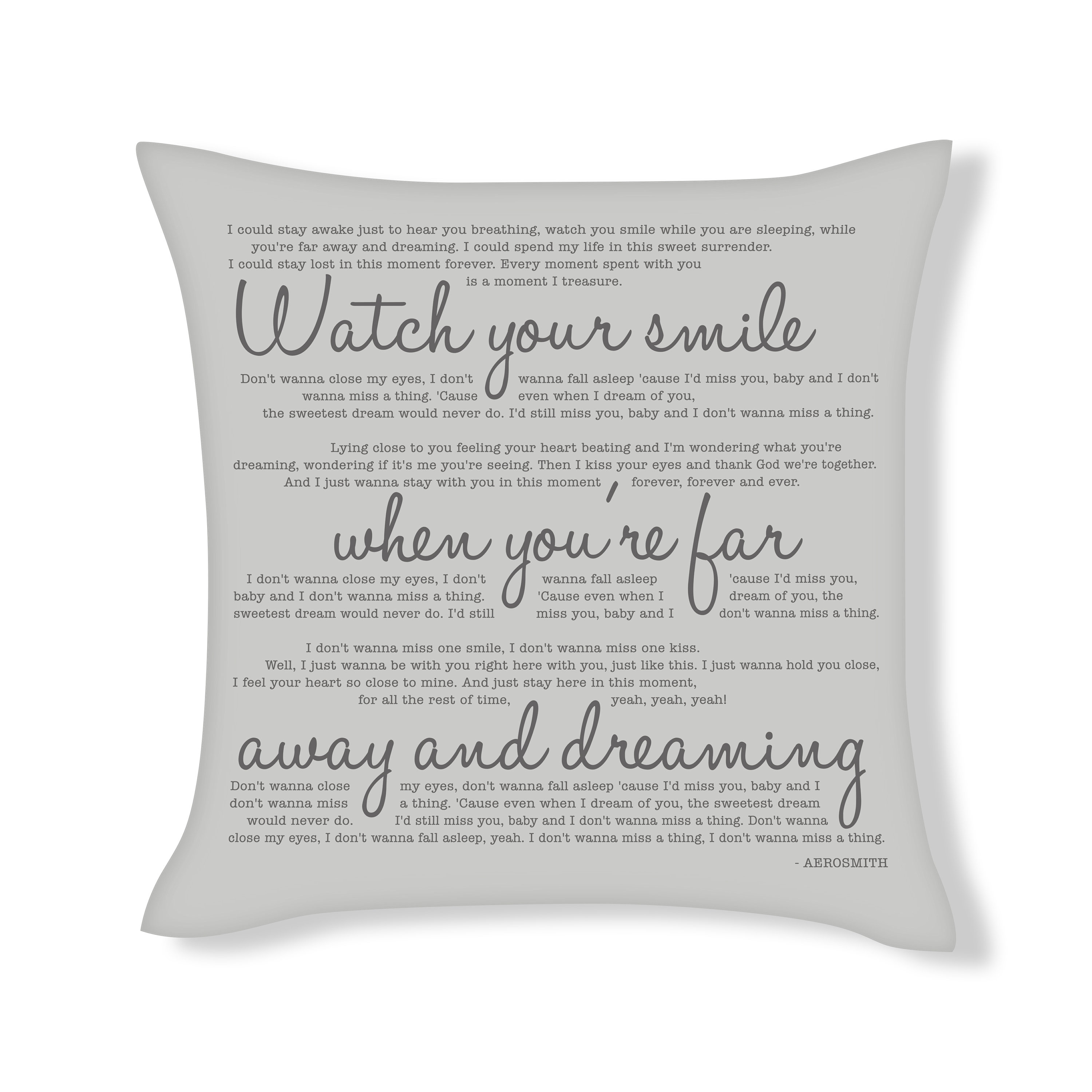 Aerosmith Dont Wanna Miss A Thing Song Lyrics Cushion Cover Etsy India