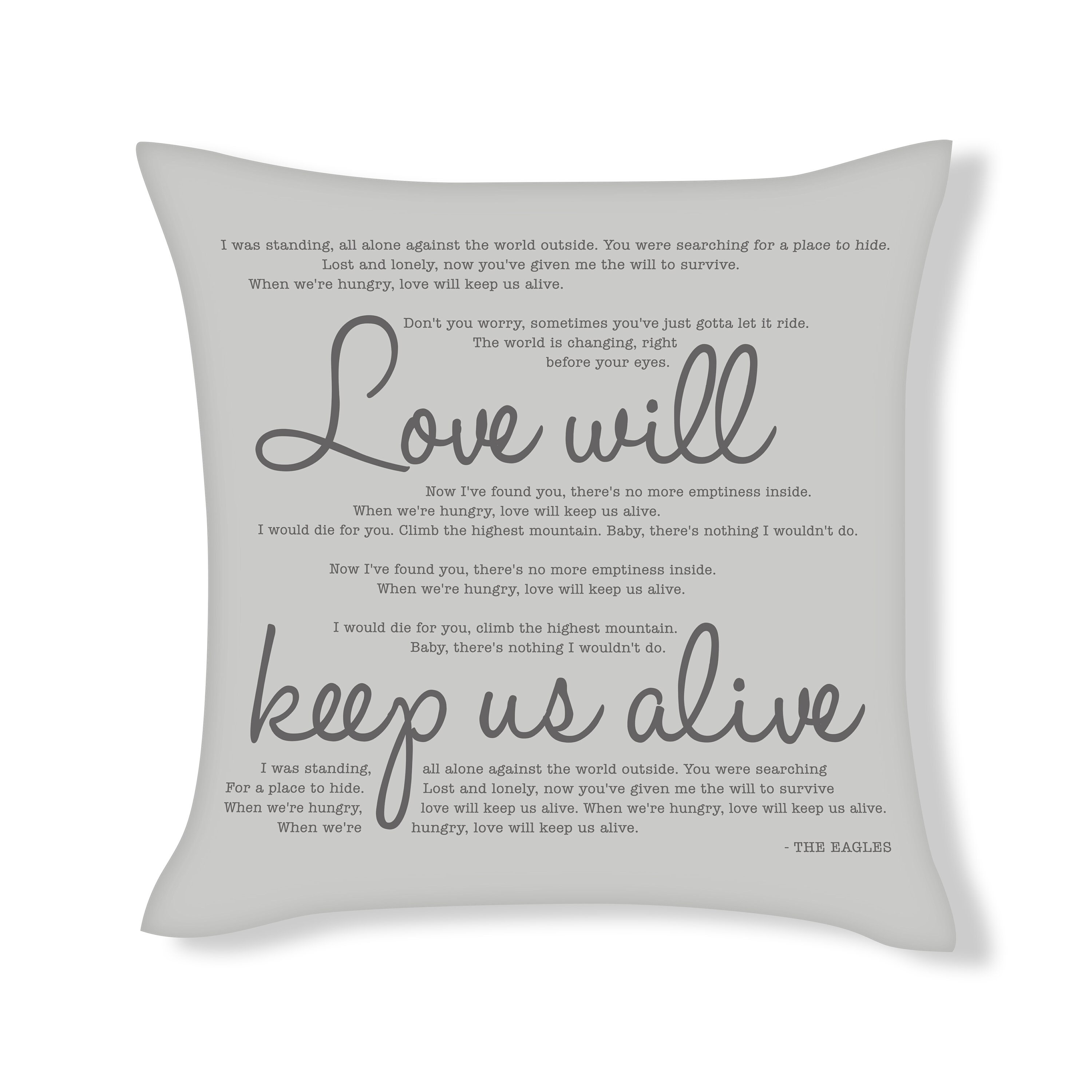 Love Will Keep Us Alive Song Lyrics Cushion Cover Music Etsy