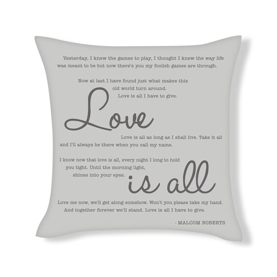 Love Is All Song Lyrics Cushion Cover Ufcu045 Etsy Love Is All Song Lyrics Cushion Cover Ufcu045 Etsy