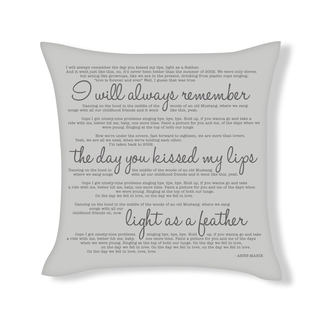 I Will Always Remember Song Lyrics Cushion Cover Ufcu060 Etsy Uk
