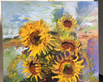 Sonnenblumen Ölbild Original handgemalt Wandbild