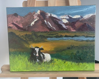 Cow painting original animal painting oil painting mural hand painted