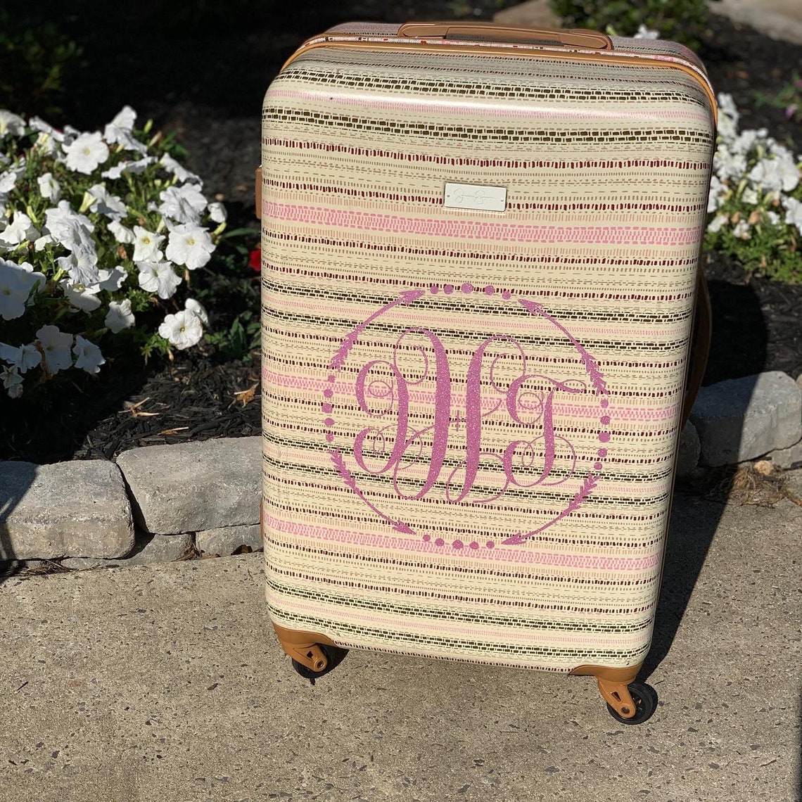 Large Suitcase Monogram 12 Decal Custom Colors Etsy