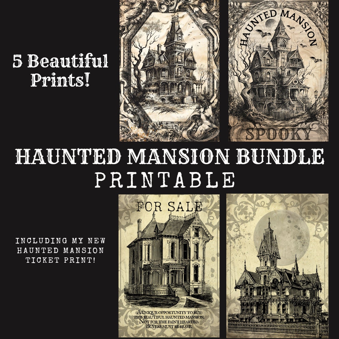 Printable Haunted Mansion Print Bundle Gothic Home Decor - Etsy UK