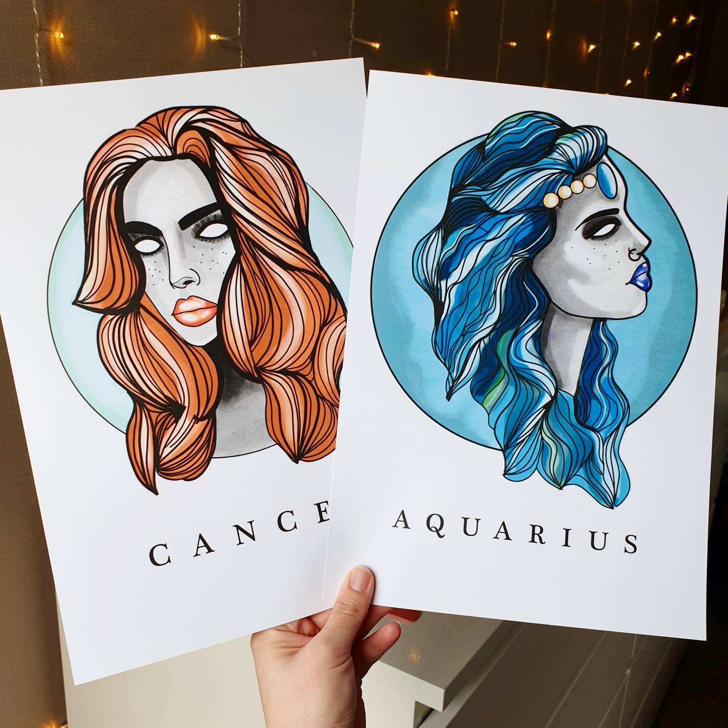 Zodiac cancer Print Gothic Home Decor Astrology Gift Etsy