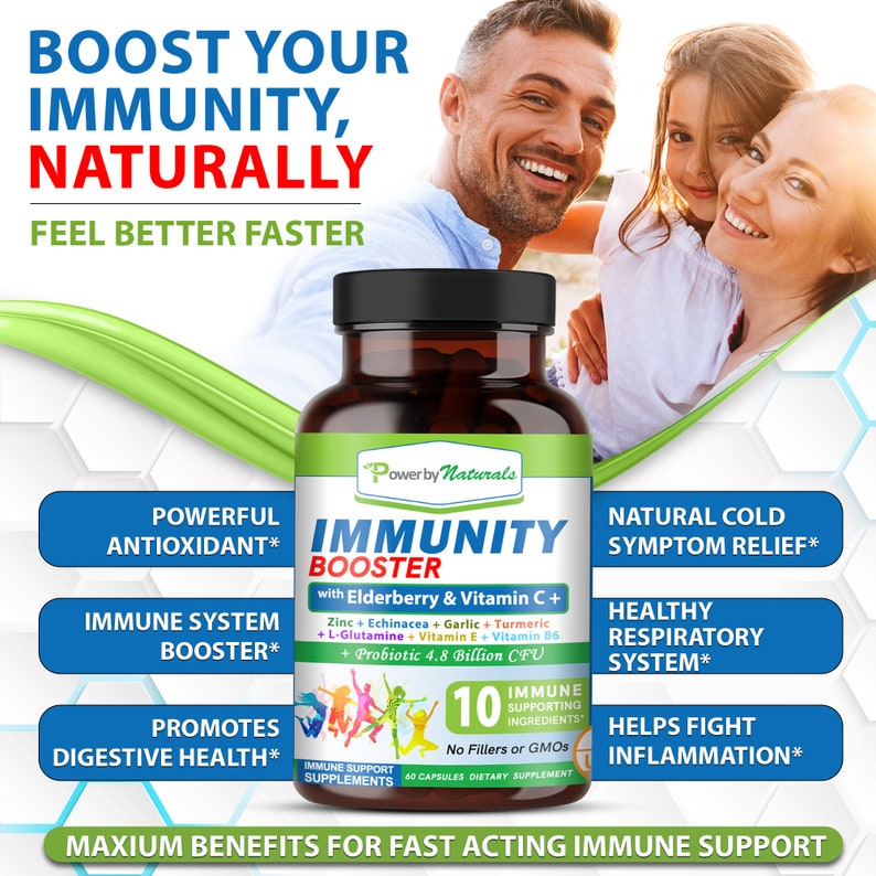 Immunity Booster With Elderberry Vitamin C Zinc Echinacea - Etsy