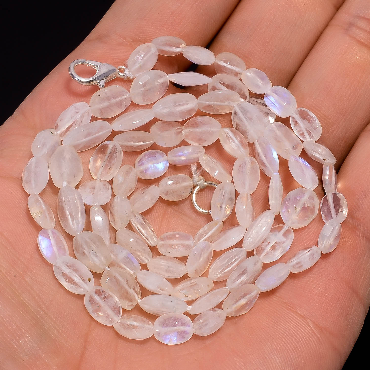 MOONSTONE BEADS NECKLACE Oval Shape Cut Faceted beads Etsy