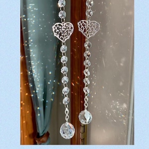 Best Friends Crystal Suncatcher Set: Two 30mm Prisms, Heart Charm Friendship Gift,  Handmade Rainbow Light Catcher