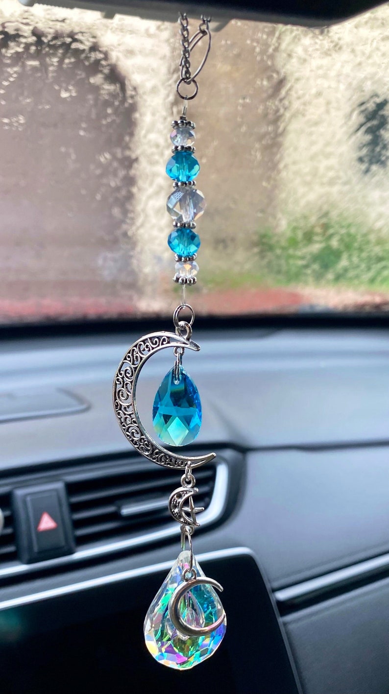 Sun Catcher Car Charm Window Prism Moon Charm Rearview Etsy