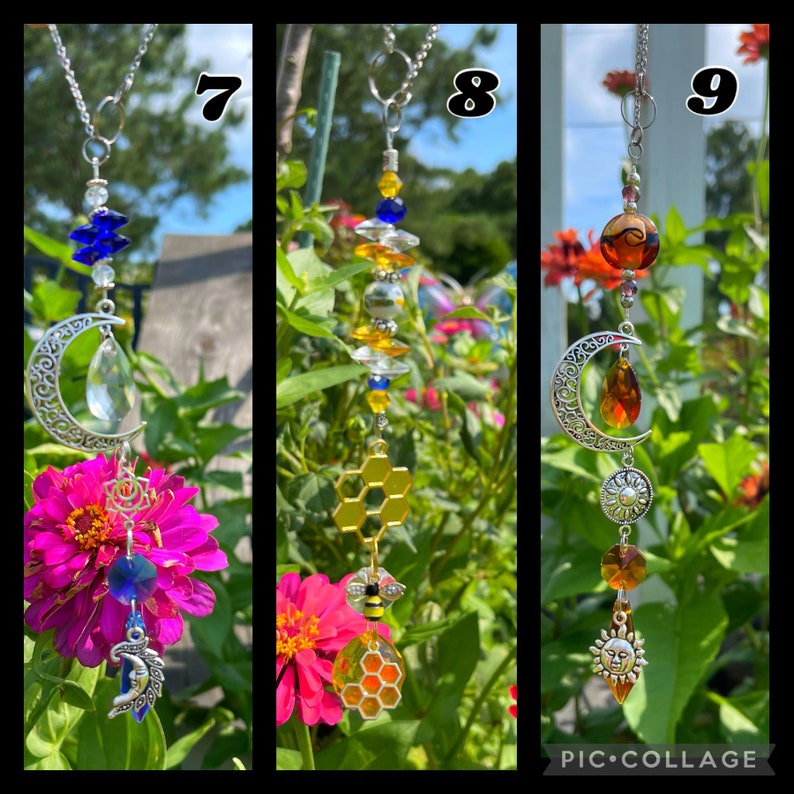 Sun Catcher Car Charm Window Prism Moon Charm Rearview Etsy