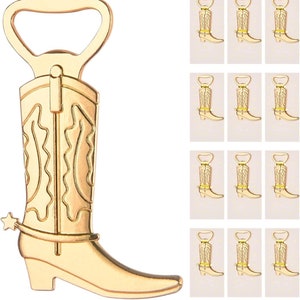 30 Gold Cowboy Boot Bottle Opener Western Guests Gifts Country Baby Shower Favors Useful Christening Gifts Lucky Souvenirs Barnyard Theme