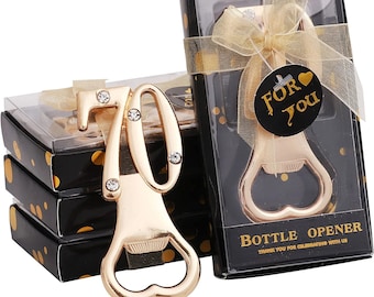 70th Birthday Favors 24 Bling Bottle Openers Wedding Anniversary Guest Gifts Gold Party Souvenirs Practical Company Giveaways exquisite box