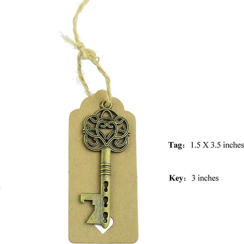 100 Bottle Opener Favors with Pillow Candy Boxes Vintage Style Skeleton Keys Rustic Guest Gifts Antique Gold shops Souvenirs Kraft Tags Jute Rope