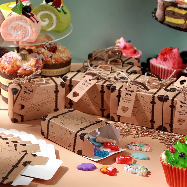 100 Mini Suitcase Favor Boxes World Map Gifts Travel Theme Etsy