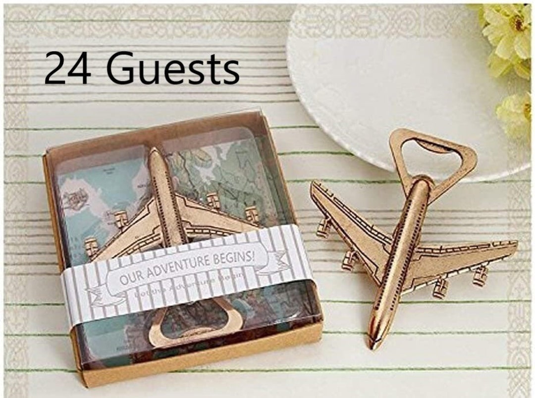 24 Airplane Bottle Openers With Box Destination Wedding Theme Travel