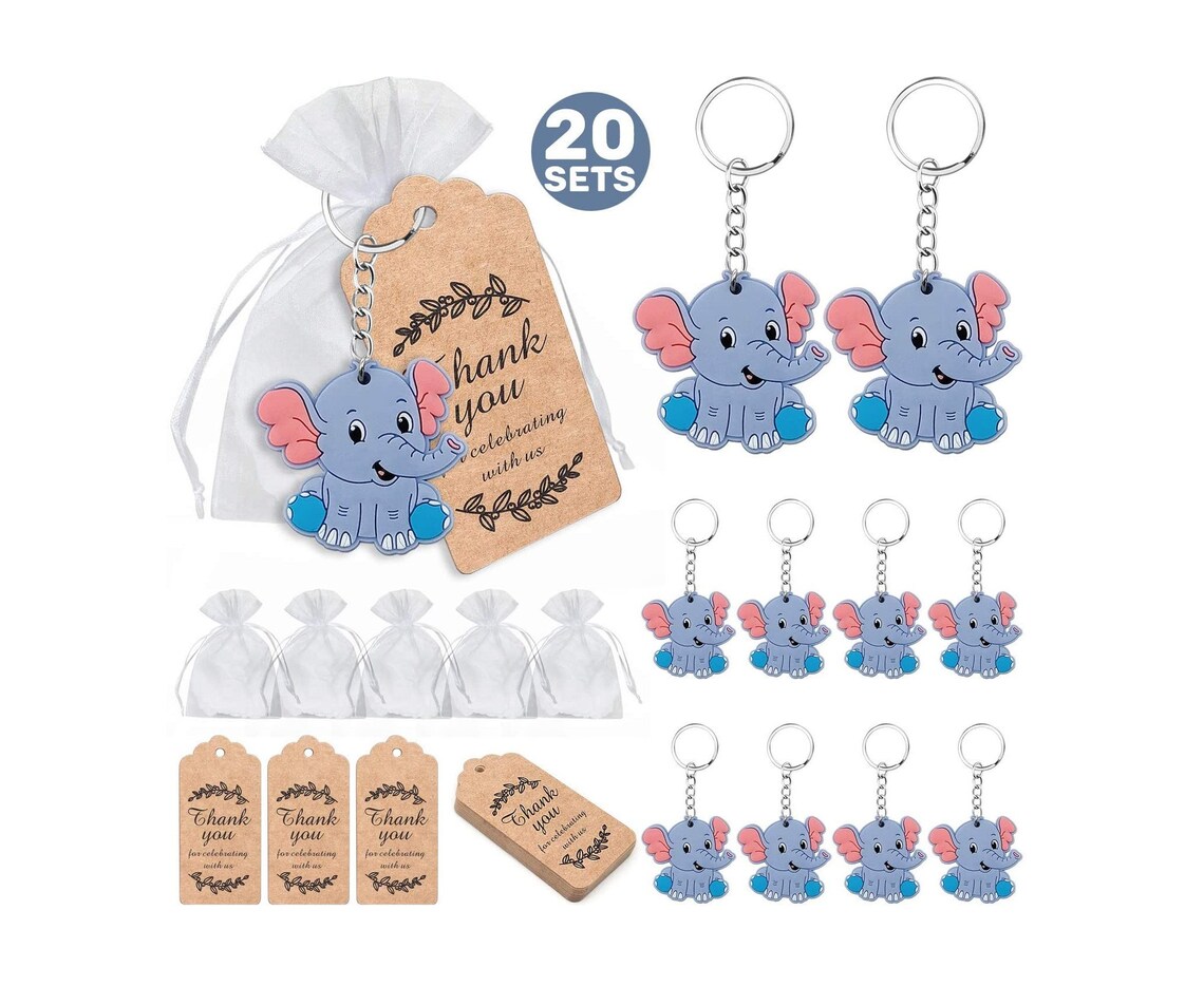 Elephant Baby Shower Favors Elephant Keychain Girl Birthday Etsy