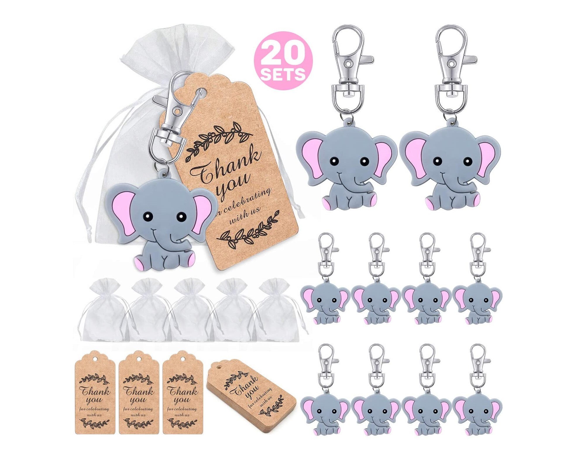 Elephant Baby Shower Favors Elephant Keychain Boy Birthday Etsy