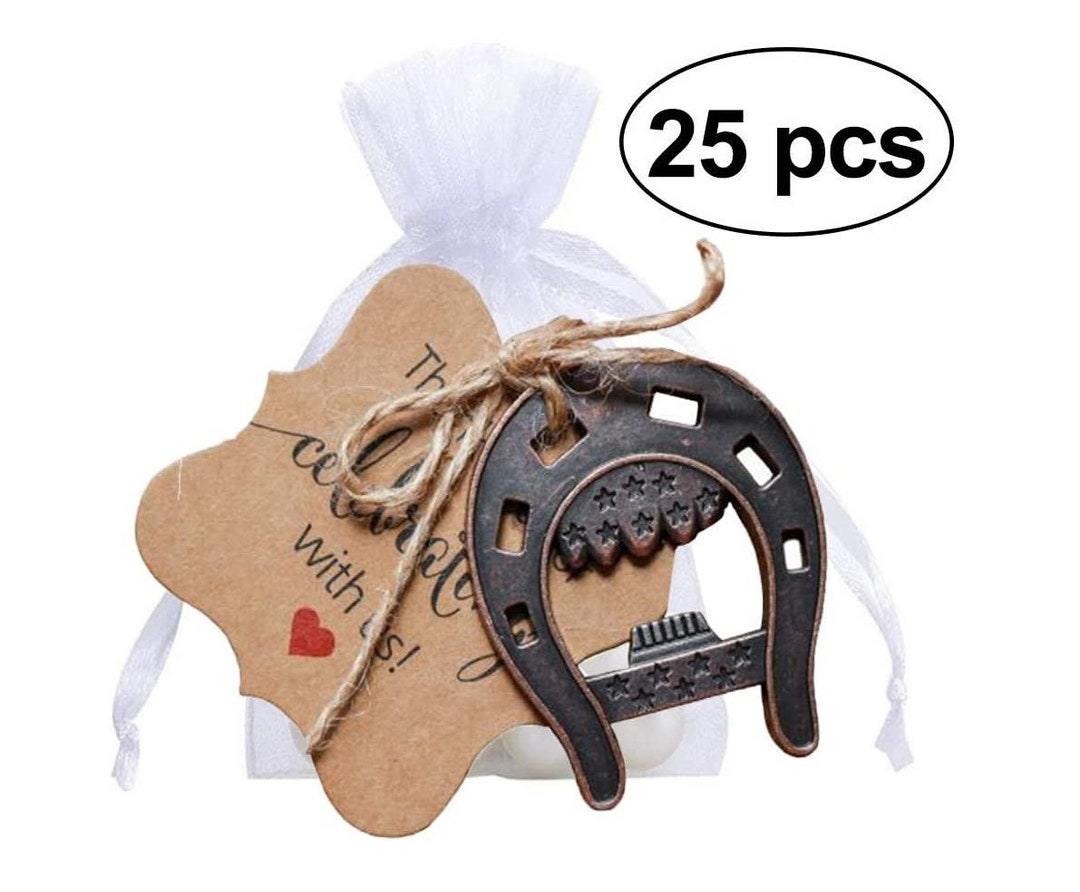 25 Horseshoe Favors Thank You Tags Sheer Bags Lucky Bottle Etsy