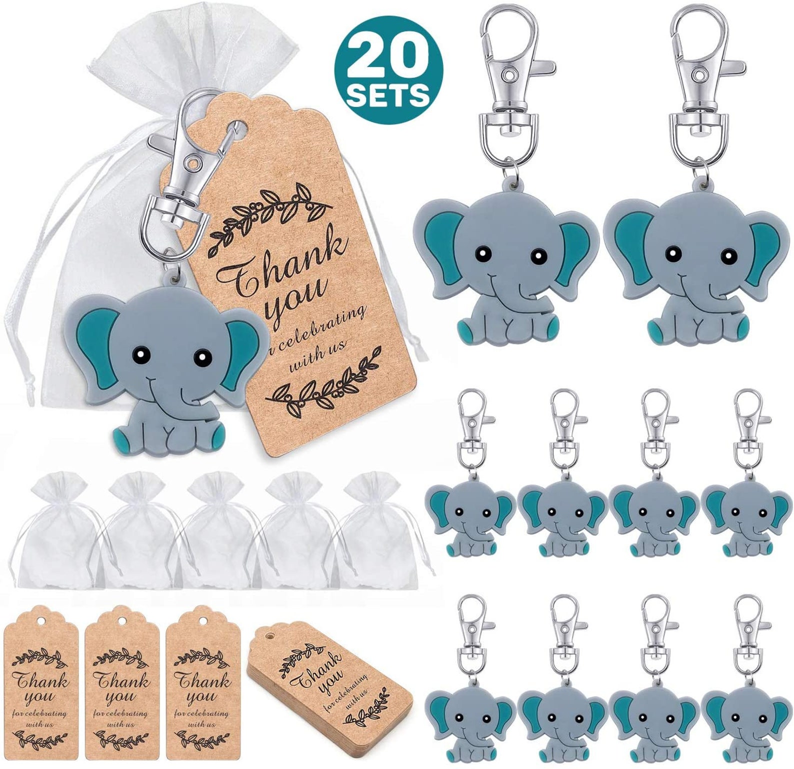 Elephant Baby Shower Favors Elephant Keychain Boy Birthday Etsy