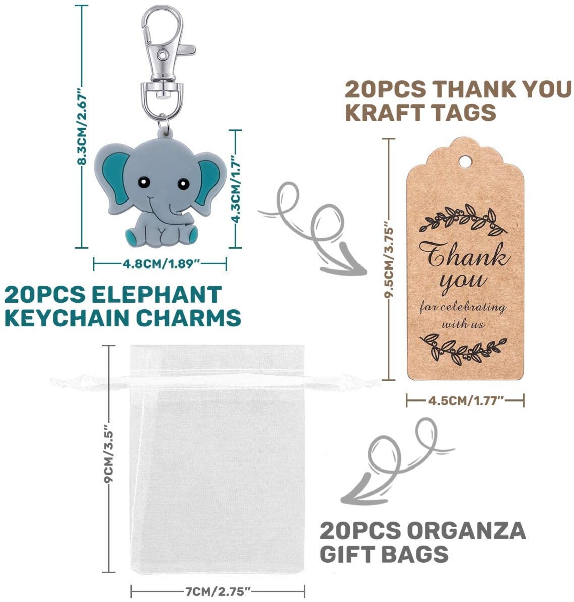 Elephant Baby Shower Favors Elephant Keychain Boy Birthday Etsy