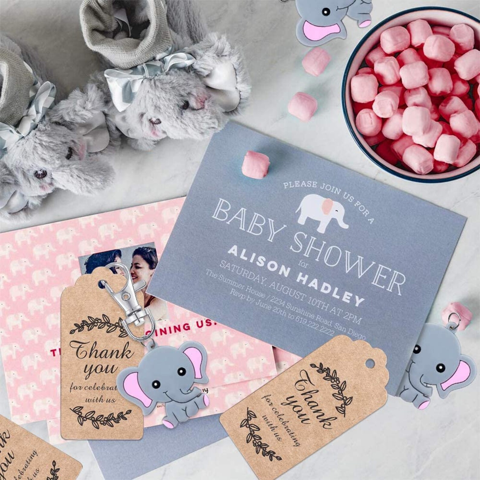 Elephant Baby Shower Favors Elephant Keychain Boy Birthday Etsy