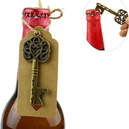 100 Bottle Opener Favors with Pillow Candy Boxes Vintage Style Skeleton Keys Rustic Guest Gifts Antique Gold shops Souvenirs Kraft Tags Jute Rope