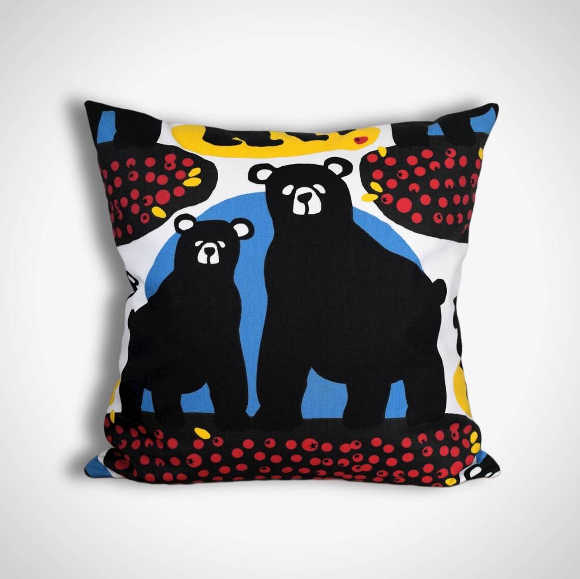 Black bear pattern cushion cover genuine Scandinavian fabric Etsy