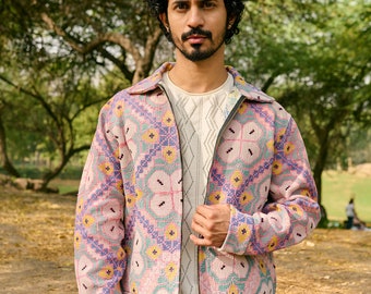 Vintage Kantha Jacket Cross-stitch Kantha jacket Handcrafted unisex jacket