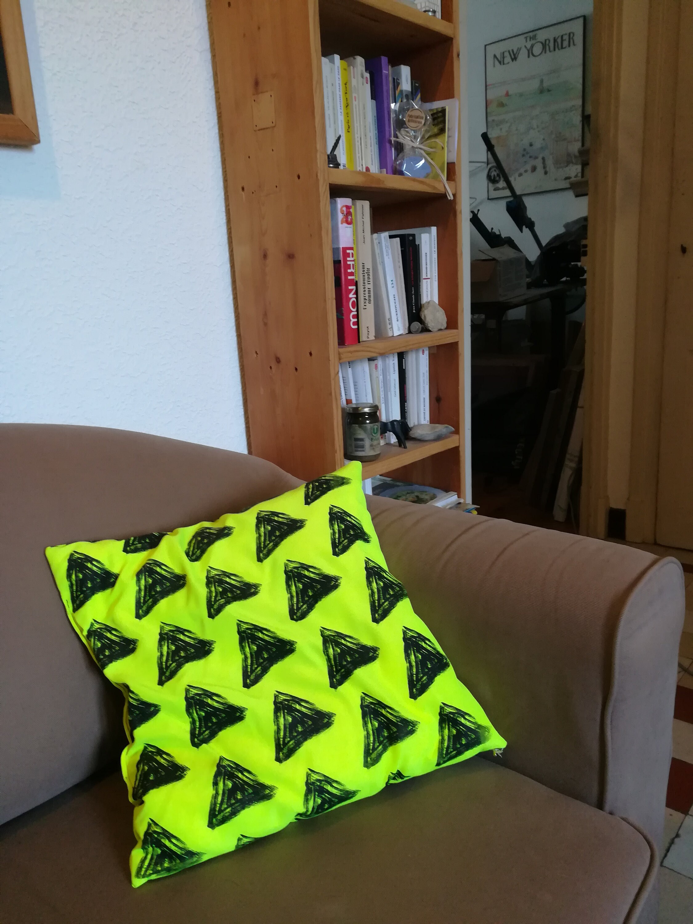 Coussin Sérigraphié Jaune Fluo