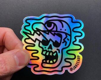 Holographic Skull Sticker
