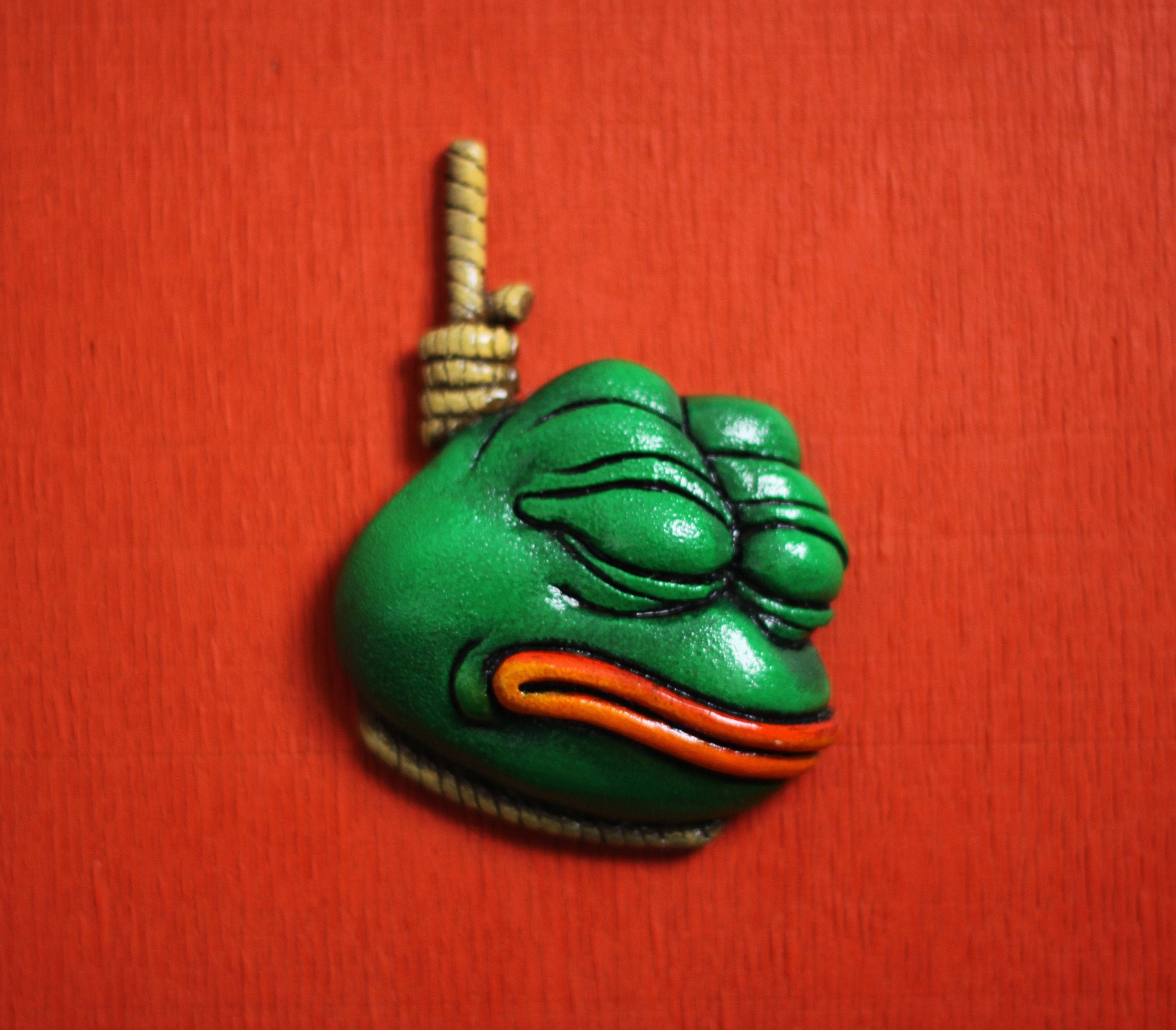 Pepe The Frog Pin Or Magnet Pepe Meme Jewelry Hand Sculpted Etsy