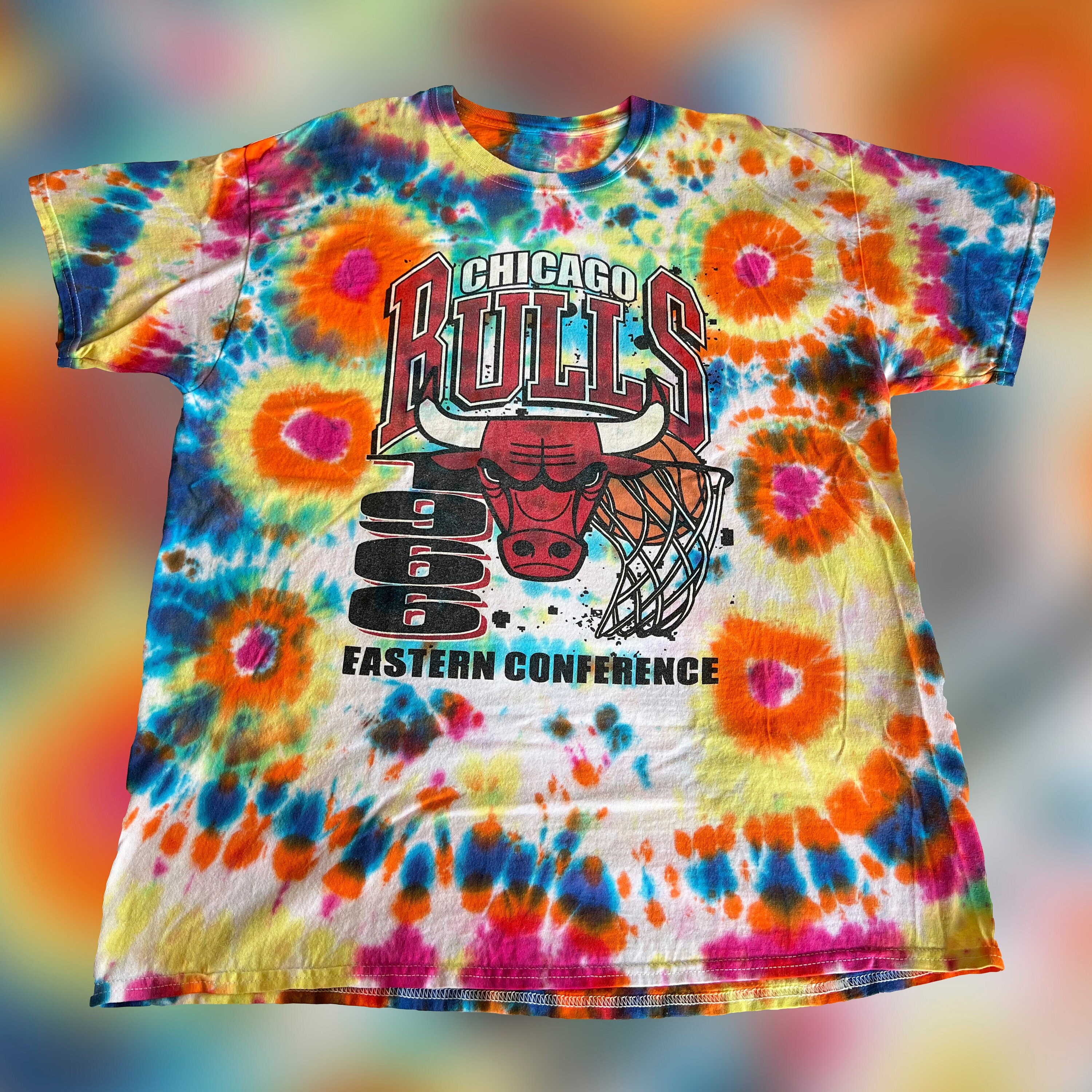 Chicago Bulls Reverse Tie Dye T Shirt/nba Bleach Dyed Tee 