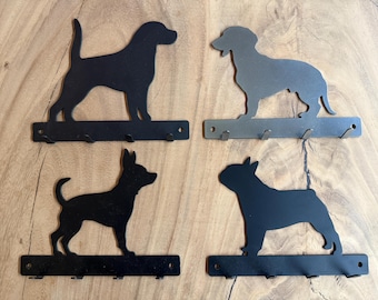 WOOF (sm) Key Rack Hanger/ Leash Hooks - Metal - 6 Inches Wide