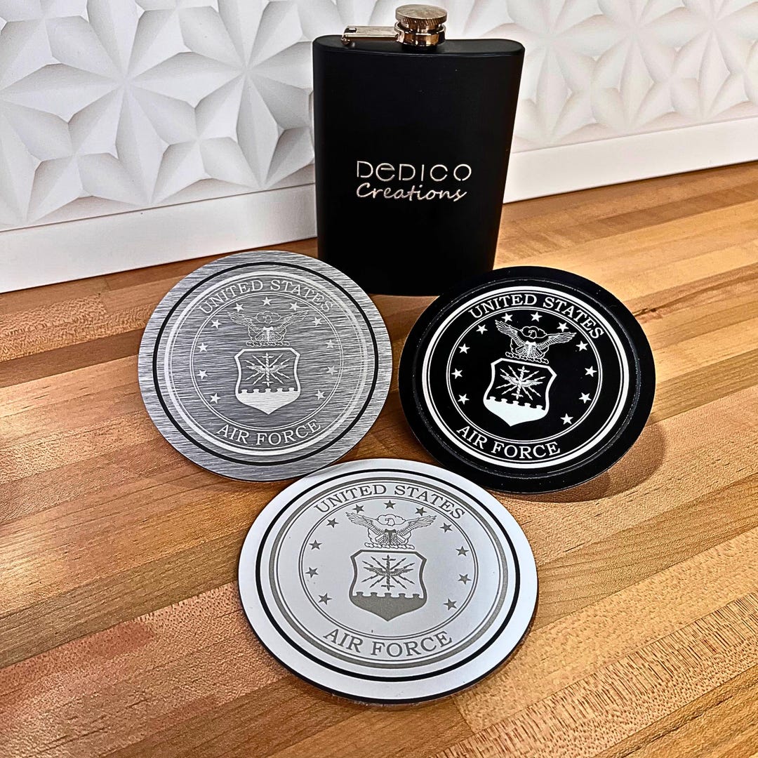 Laser Engraved Aluminum United States Air Force Coasters | Handmade - Etsy