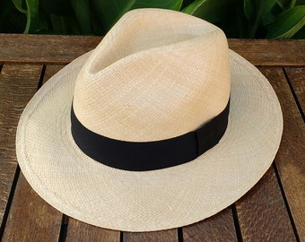 Genuine Ecuadorian Natural Panama Hat  Handwoven in Ecuador Toquilla Palm Hat Fedora Hat Cuenca Style Ecuador Authentic