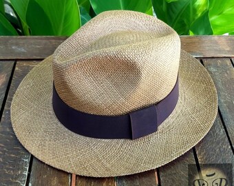 Genuine Ecuadorian Brown Panama Hat with Handmade Removable ~ Chocolate Brown ~ Elastic Band Handwoven Toquilla Palm Hat