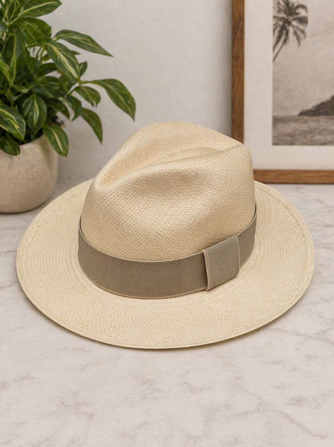 NEW! Classic Beige Straw Fedora Panama Hat Handwoven in Ecuador Panama Cubano, Hats Classic Italy - Handwoven in Ecuador main image 2