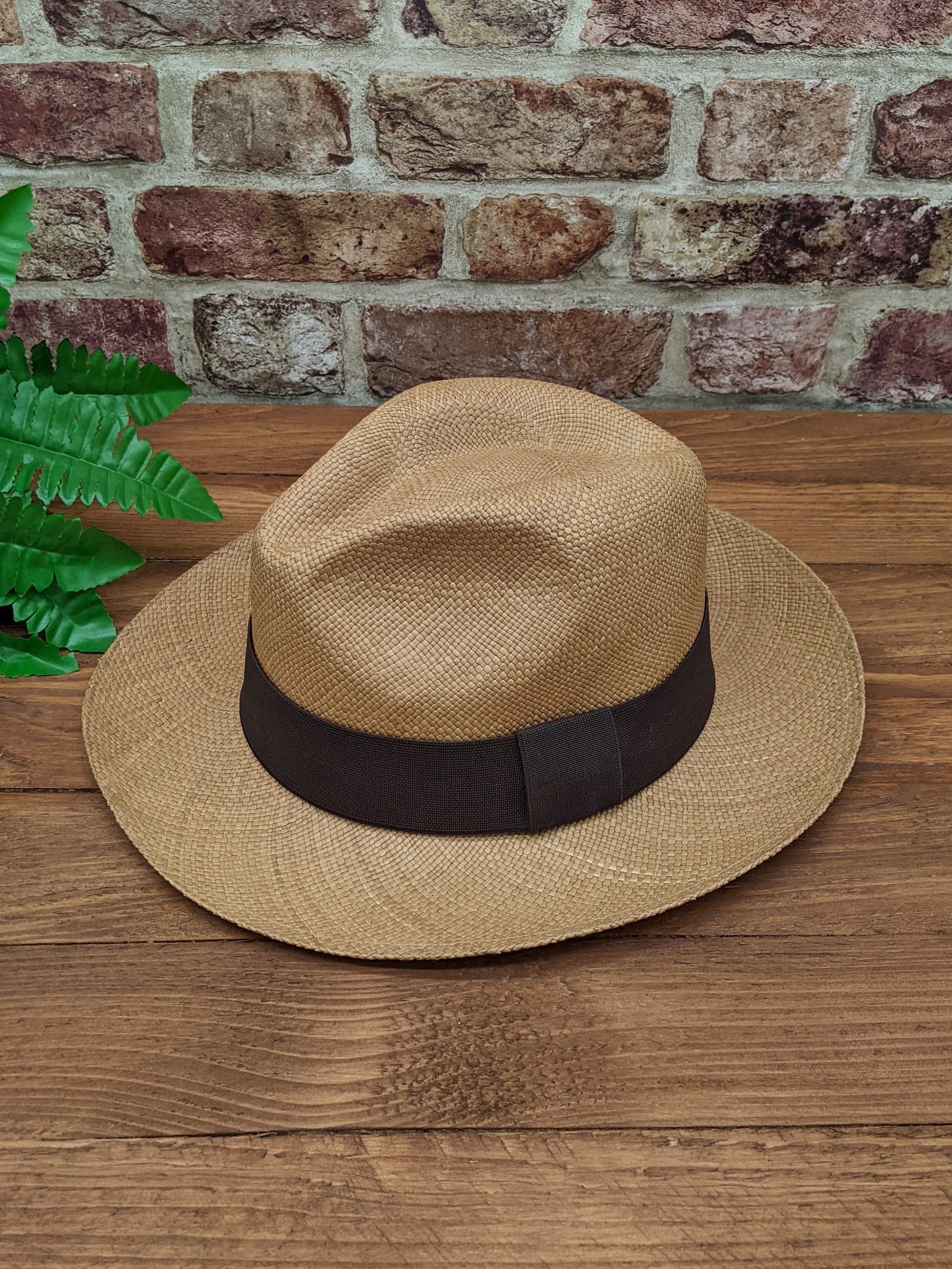Panama Hat with Brown Band Panama Hat Classic Design in Natural Color with Brown Band  main image 2