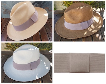 Genuine Ecuadorian Natural White or Brown Panama Hat with Handmade Removable ~ Oyster ~ Elastic Band Handwoven Toquilla Palm Hat
