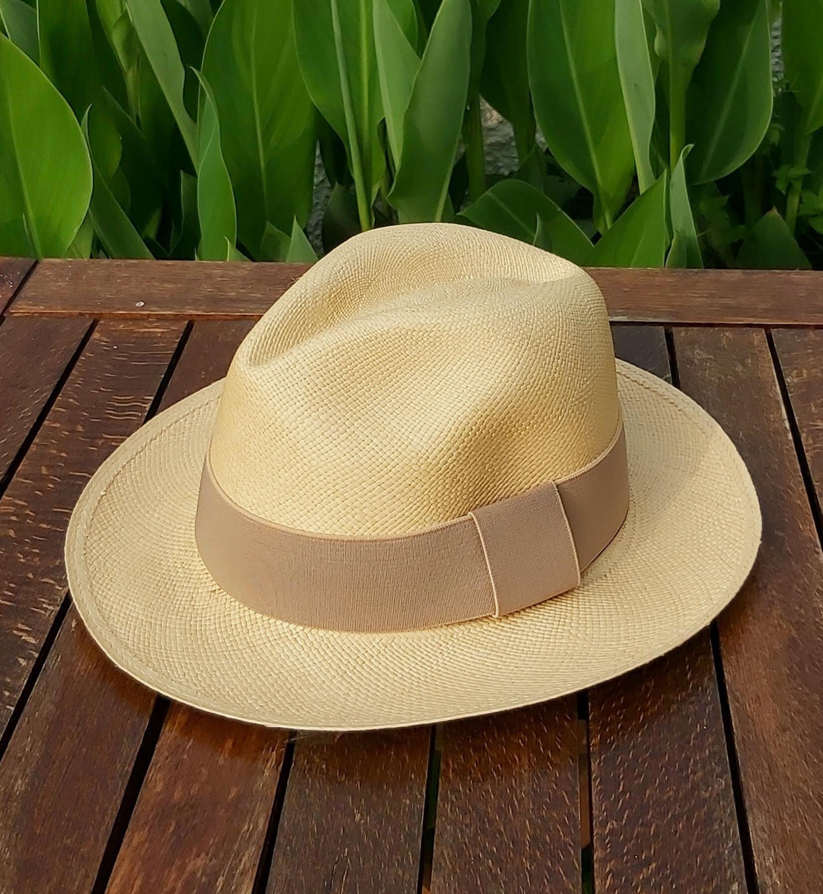 Genuine Natural Panama Hat With Removable Beige Band 