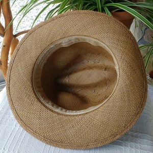 Véritable chapeau de Panama de couleur marron café équatorien, tissé à la main, chapeau de paume Toquilla, chapeau unique, chapeau Fedora authentique image 6