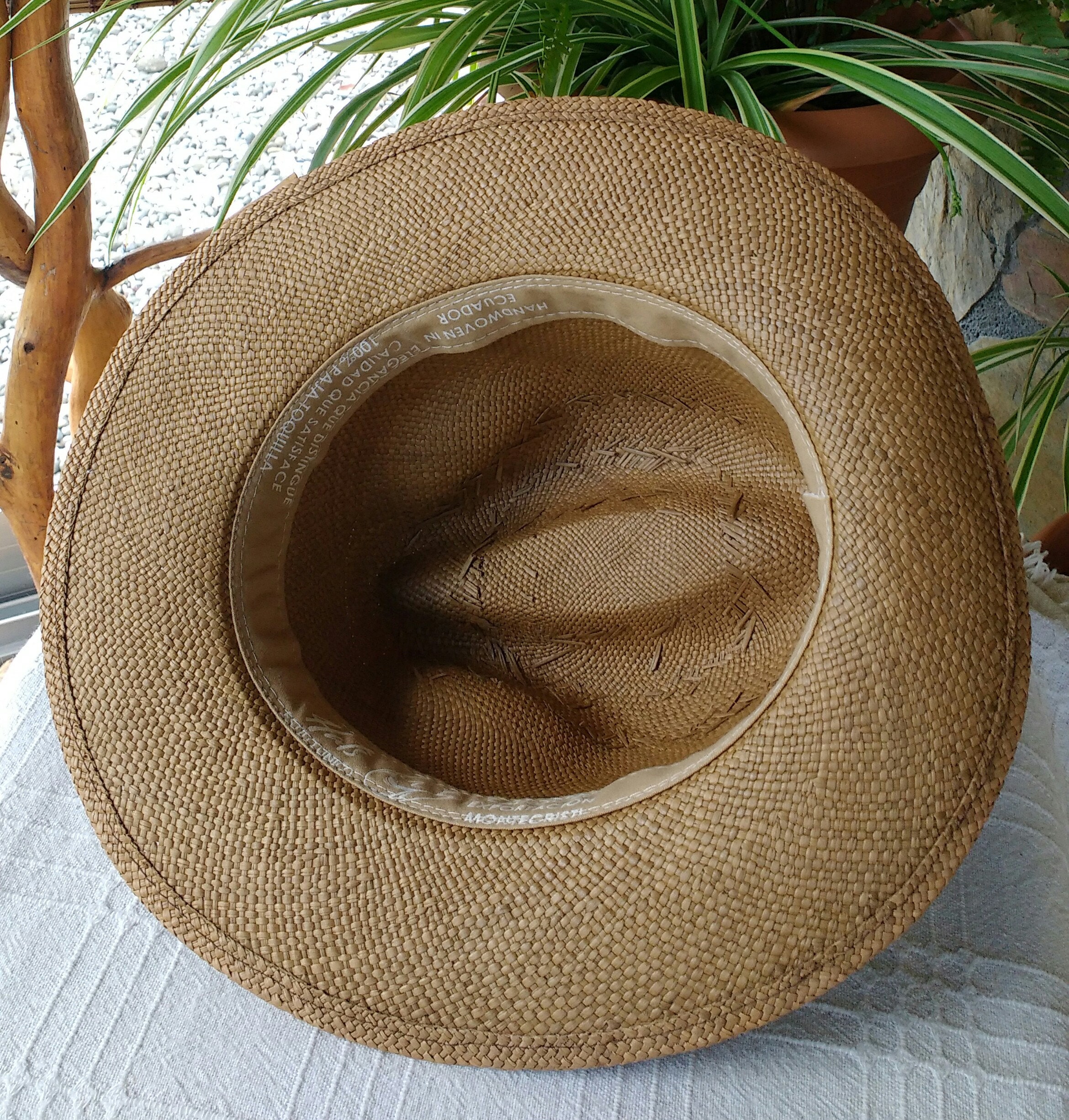 Eddie Bauer Panama Hat Genuine Straw Brown Band Hand Woven Ecuador Medium Beige Genuine Cowboy Vaquero Style Panama Hat Handwoven In Ecuador  main image 3