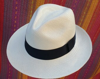 Genuine Ecuadorian White Panama Hat Handwoven Toquilla Palm Hat in