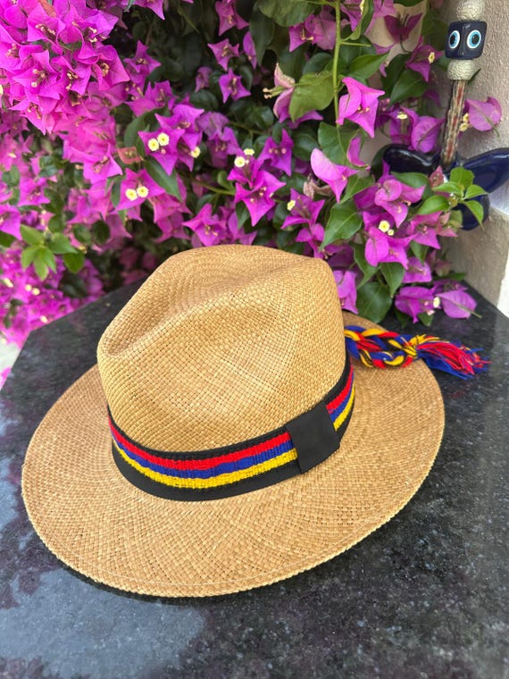 Genuine Ecuadorian Panama Hat Coffee Brown Coloured With  display picture 3