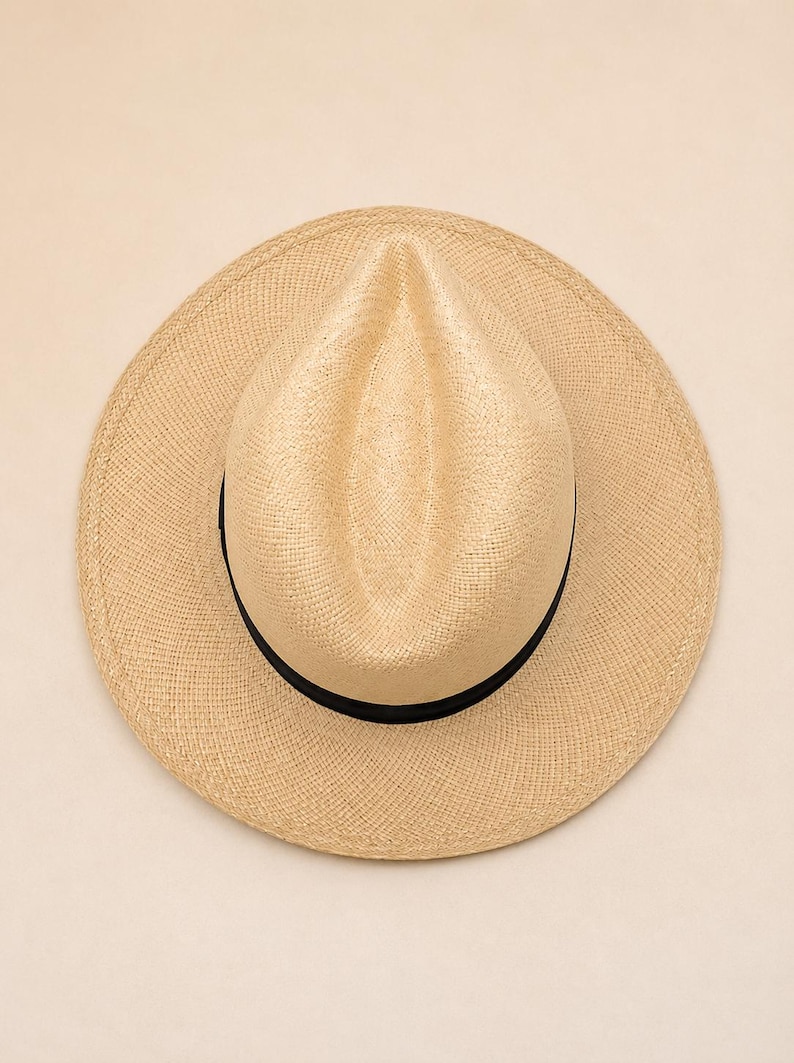 Genuine Natural Panama Hat with Long Feather - Handwoven Ecuador Toquilla Hat, Travel Sun Hat, Summer Hat, Men’s Women’s Fedora Hat image 7