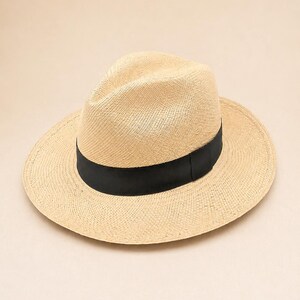 Genuine Natural Panama Hat with Long Feather - Handwoven Ecuador Toquilla Hat, Travel Sun Hat, Summer Hat, Men’s Women’s Fedora Hat image 6
