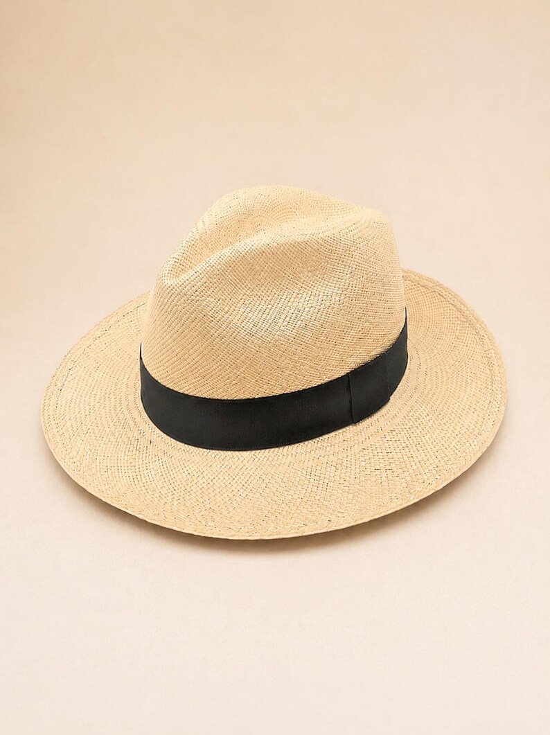Genuine Natural Panama Hat with Long Feather - Handwoven Ecuador Toquilla Hat, Travel Sun Hat, Summer Hat, Men’s Women’s Fedora Hat image 6
