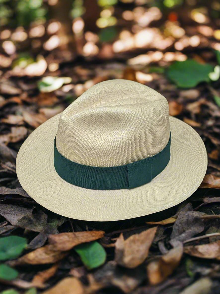 Genuine Natural Panama Hat With Removable Forest Green Band  display picture 3