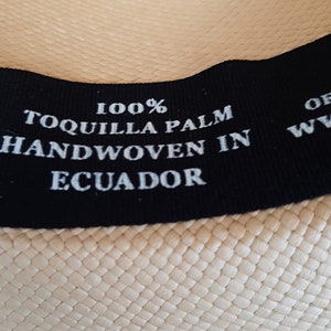 Genuine Ecuadorian Natural Panama Hat with Handmade Removable Navy Elastic Band Handwoven From Toquilla Palm image 4