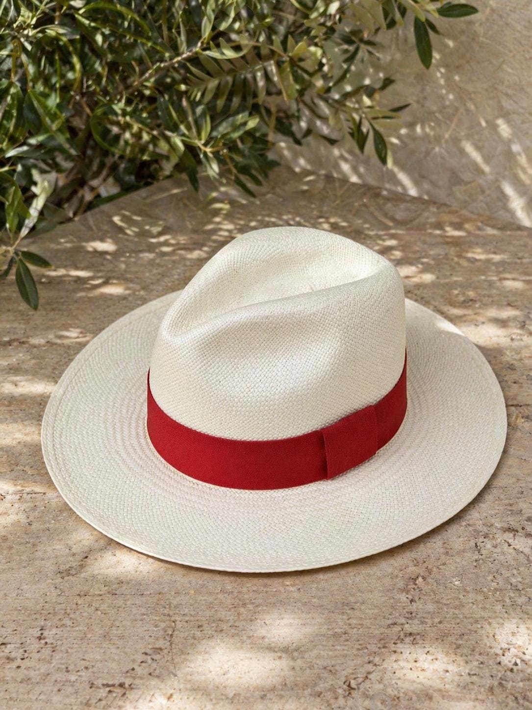Genuine White Panama Hat with Removable Red Band - Handwoven Ecuador Toquilla Hat, Summer Hat, Men's Women's Fedora Hat